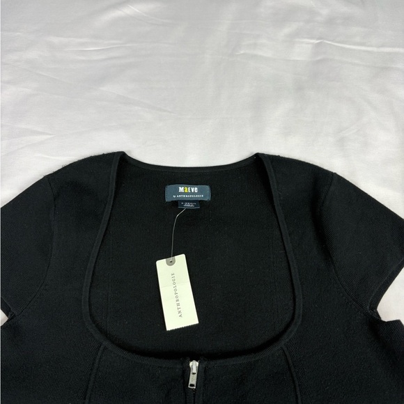 Anthropologie Black Knit Top with Zipper - Picture 6 of 9